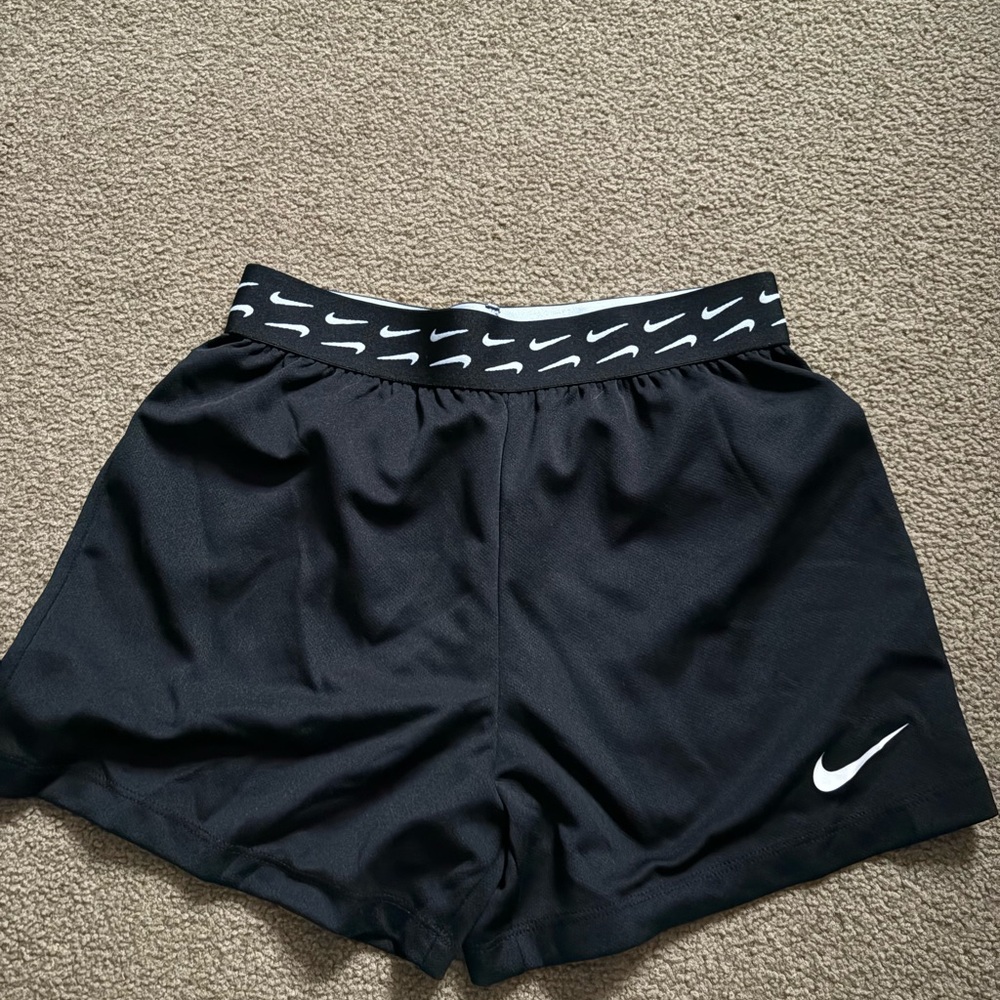 Nike Women's Black Athletic Shorts with White Accents